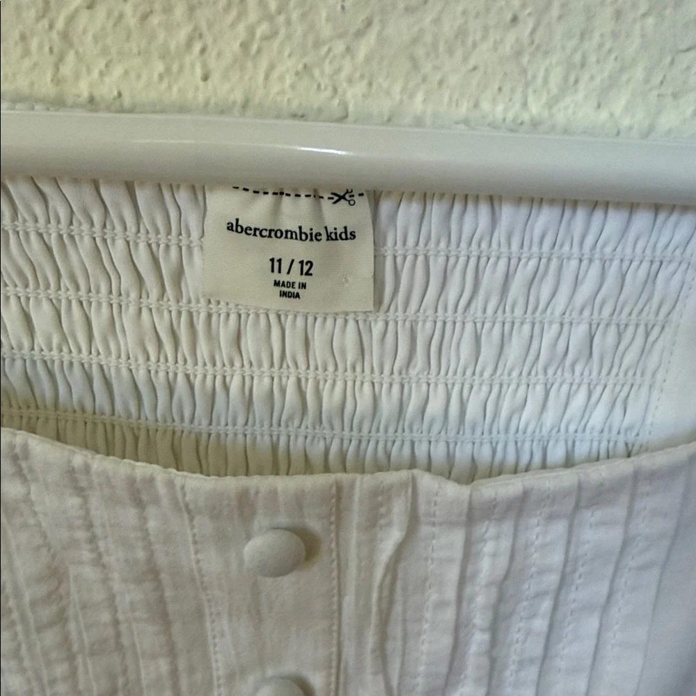 abercrombie kids White Cotton Puff Sleeve Dress